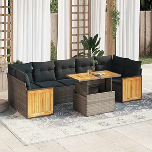 Maison exclusive - salon de jardin avec coussins 8 pcs gris résine tressée acaci