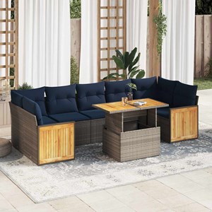 Maison exclusive - salon de jardin avec coussins 8 pcs gris résine tressée acaci