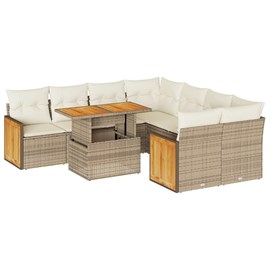 Maison exclusive - salon de jardin avec coussins 9 pcs beige résine tressée acac