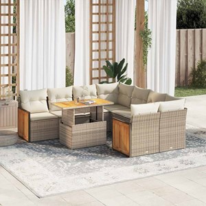 Maison exclusive - salon de jardin avec coussins 9 pcs beige résine tressée acac