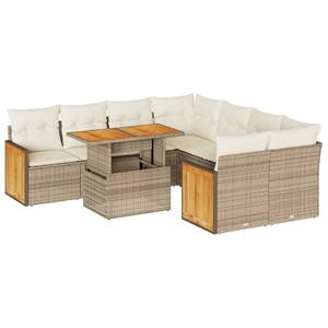 Maison exclusive - salon de jardin avec coussins 9 pcs beige résine tressée acac