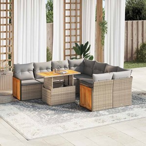 Maison exclusive - salon de jardin avec coussins 9 pcs beige résine tressée acac