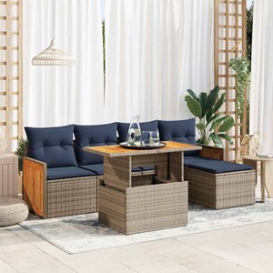 Maison exclusive - salon de jardin avec coussins 6 pcs gris résine tressée acaci
