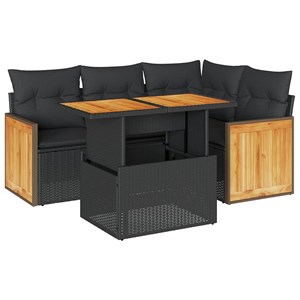 Maison exclusive - salon de jardin 5 pcs avec coussins noir résine tressée acaci