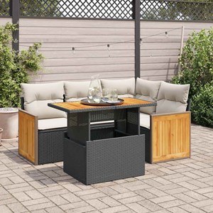 Maison exclusive - salon de jardin 5 pcs avec coussins noir résine tressée acaci