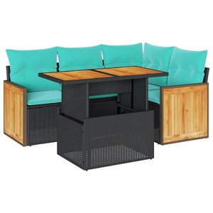 Maison exclusive - salon de jardin 5 pcs avec coussins noir résine tressée acaci