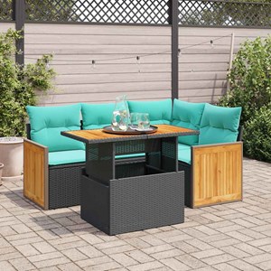 Maison exclusive - salon de jardin 5 pcs avec coussins noir résine tressée acaci