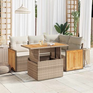 Maison exclusive - salon de jardin avec coussins 5 pcs beige résine tressée acac