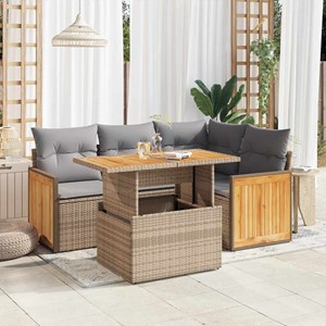 Maison exclusive - salon de jardin avec coussins 5 pcs beige résine tressée acac