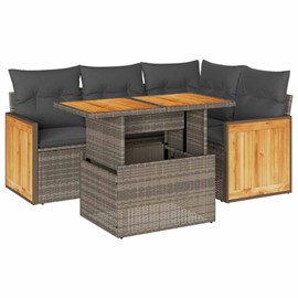 Maison exclusive - salon de jardin 5 pcs avec coussins gris résine tressée acaci