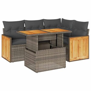 Maison exclusive - salon de jardin 5 pcs avec coussins gris résine tressée acaci