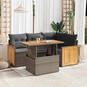 Maison exclusive - salon de jardin 5 pcs avec coussins gris résine tressée acaci