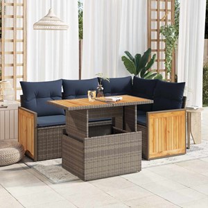 Maison exclusive - salon de jardin 5 pcs avec coussins gris résine tressée acaci