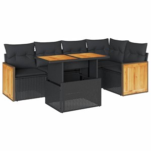 Maison exclusive - salon de jardin 6 pcs avec coussins noir résine tressée acaci