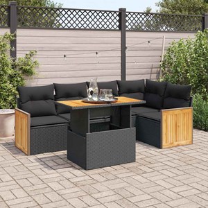 Maison exclusive - salon de jardin 6 pcs avec coussins noir résine tressée acaci