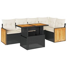 Maison exclusive - salon de jardin 6 pcs avec coussins noir résine tressée acaci