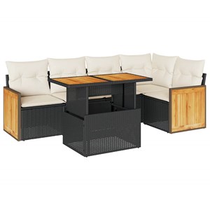 Maison exclusive - salon de jardin 6 pcs avec coussins noir résine tressée acaci