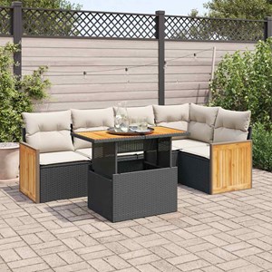 Maison exclusive - salon de jardin 6 pcs avec coussins noir résine tressée acaci