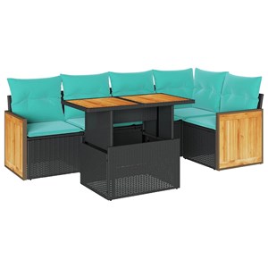 Maison exclusive - salon de jardin 6 pcs avec coussins noir résine tressée acaci