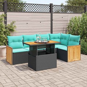 Maison exclusive - salon de jardin 6 pcs avec coussins noir résine tressée acaci