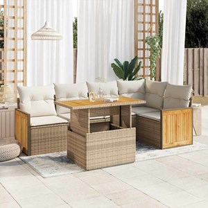 Maison exclusive - salon de jardin 6 pcs avec coussins beige résine tressée acac