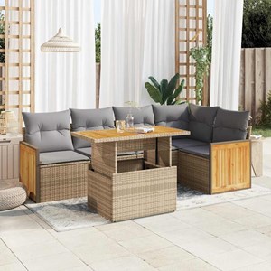 Maison exclusive - salon de jardin 6 pcs avec coussins beige résine tressée acac