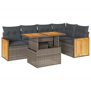 Maison exclusive - salon de jardin avec coussins 6 pcs gris résine tressée acaci