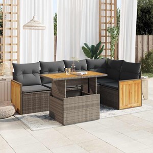 Maison exclusive - salon de jardin avec coussins 6 pcs gris résine tressée acaci