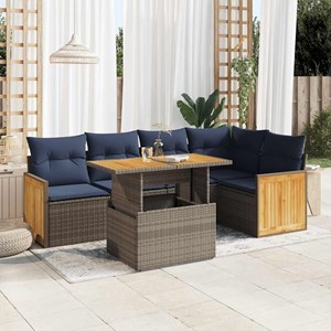 Maison exclusive - salon de jardin avec coussins 6 pcs gris résine tressée acaci