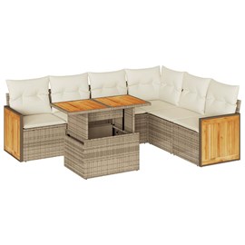 Maison exclusive - salon de jardin avec coussins 7 pcs beige résine tressée acac