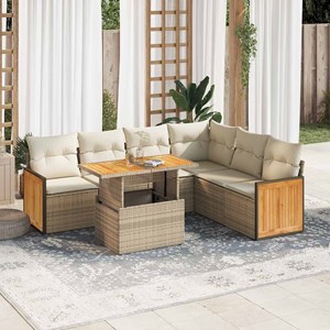 Maison exclusive - salon de jardin avec coussins 7 pcs beige résine tressée acac