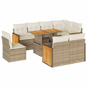Maison exclusive - salon de jardin avec coussins 9 pcs beige résine tressée acac