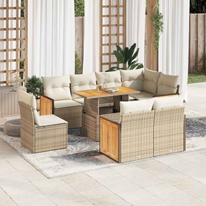 Maison exclusive - salon de jardin avec coussins 9 pcs beige résine tressée acac