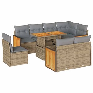 Maison exclusive - salon de jardin avec coussins 9 pcs beige résine tressée acac