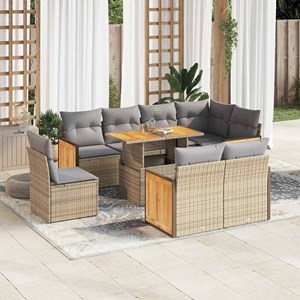 Maison exclusive - salon de jardin avec coussins 9 pcs beige résine tressée acac
