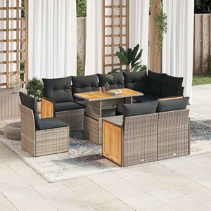Maison exclusive - salon de jardin avec coussins 9 pcs gris résine tressée acaci