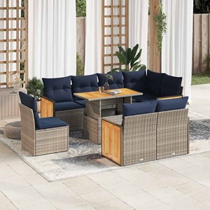 Maison exclusive - salon de jardin avec coussins 9 pcs gris résine tressée acaci