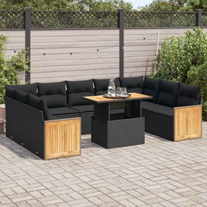 Maison exclusive - salon de jardin 10 pcs avec coussins noir résine tressée acac