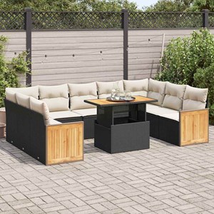 Maison exclusive - salon de jardin 10 pcs avec coussins noir résine tressée acac