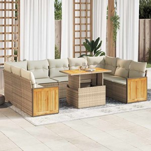 Maison exclusive - salon de jardin avec coussins 10pcs beige résine tressée acac