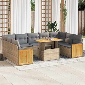 Maison exclusive - salon de jardin avec coussins 10pcs beige résine tressée acac