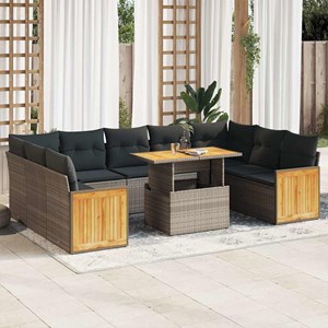 Maison exclusive - salon de jardin avec coussins 10 pcs gris résine tressée acac