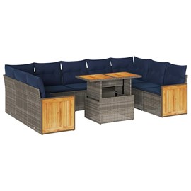 Maison exclusive - salon de jardin avec coussins 10 pcs gris résine tressée acac