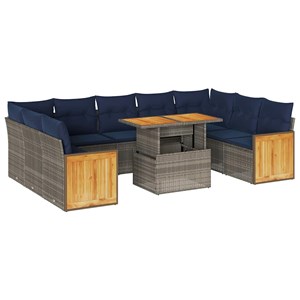 Maison exclusive - salon de jardin avec coussins 10 pcs gris résine tressée acac