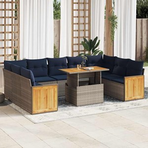 Maison exclusive - salon de jardin avec coussins 10 pcs gris résine tressée acac
