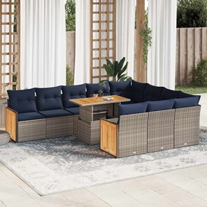 Maison exclusive - ensemble de canapés de jardin 11 pcs et coussins rotin acacia