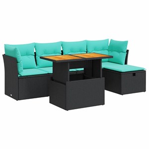 Maison exclusive - salon de jardin 6 pcs avec coussins noir résine tressée acaci