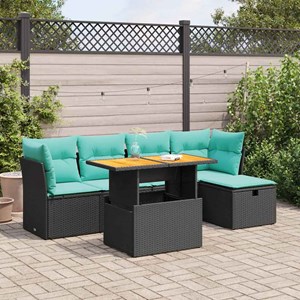 Maison exclusive - salon de jardin 6 pcs avec coussins noir résine tressée acaci