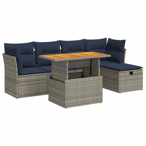 Maison exclusive - salon de jardin avec coussins 6 pcs gris résine tressée acaci