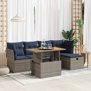 Maison exclusive - salon de jardin avec coussins 6 pcs gris résine tressée acaci